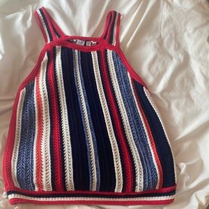 Gap red white and blue knit tan top